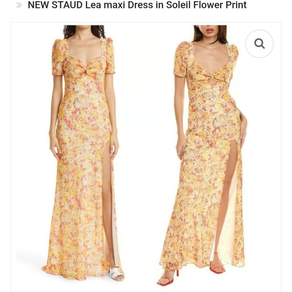 STAUD  Floral Yellow Maxi Dress LEA , SZ 6